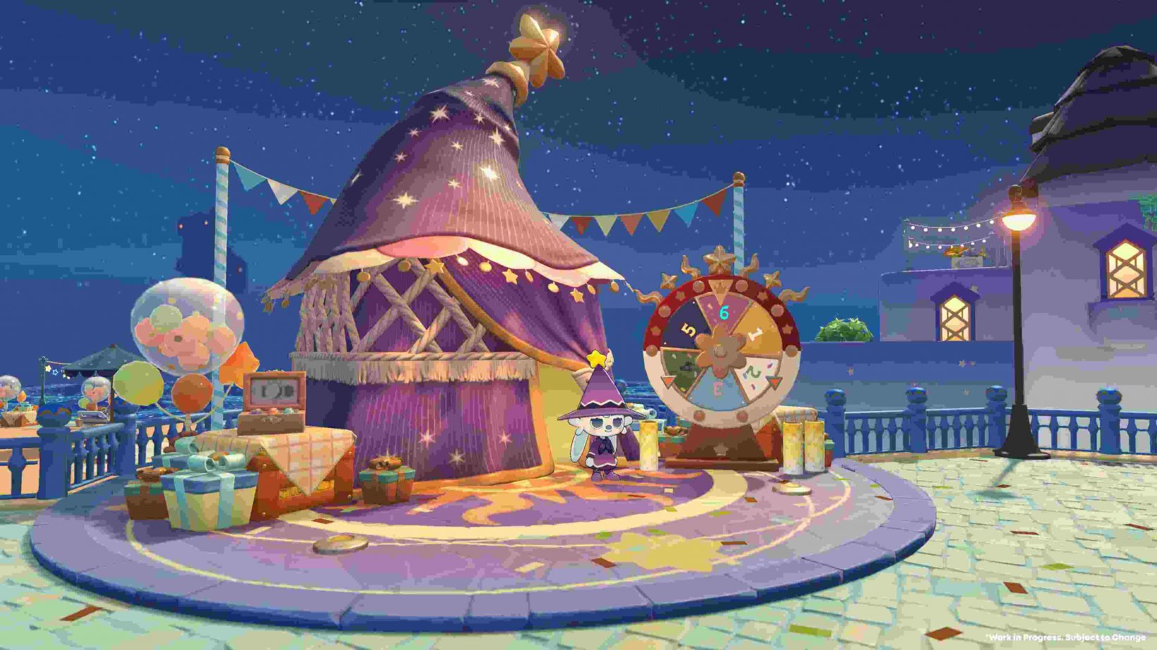 a starry bazaar filled with shops