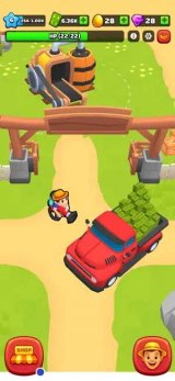 a farmer with his red tractor working on his harvest on a farm