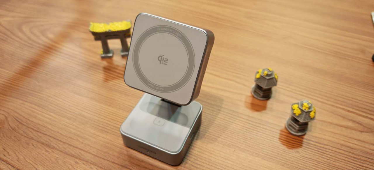 2-in-1 charger laid out on a table