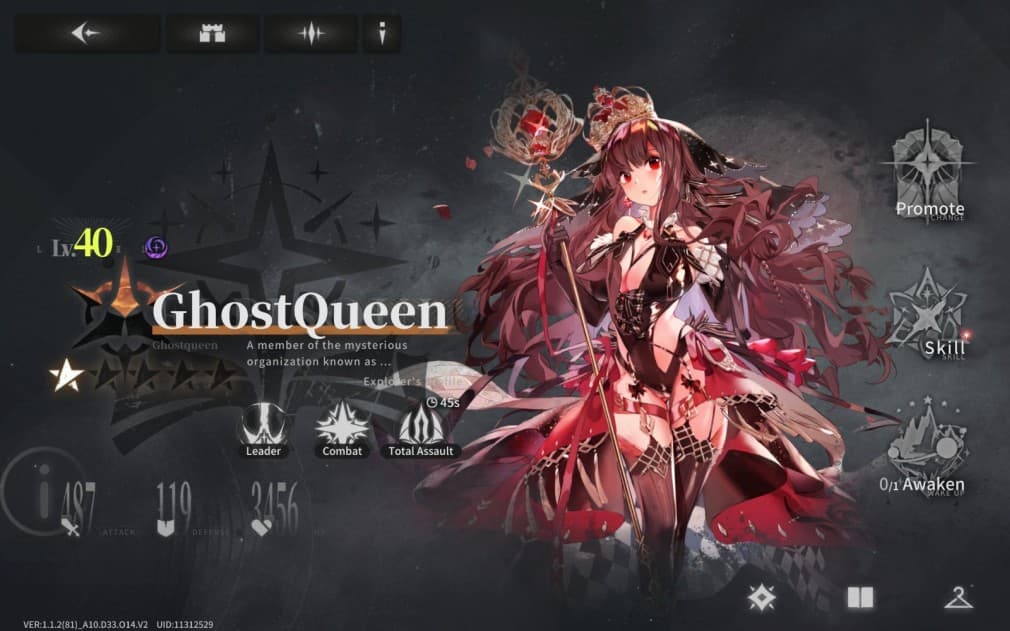 ghostqueen a brown haired girl with a crown and a staff dressed in red and brown