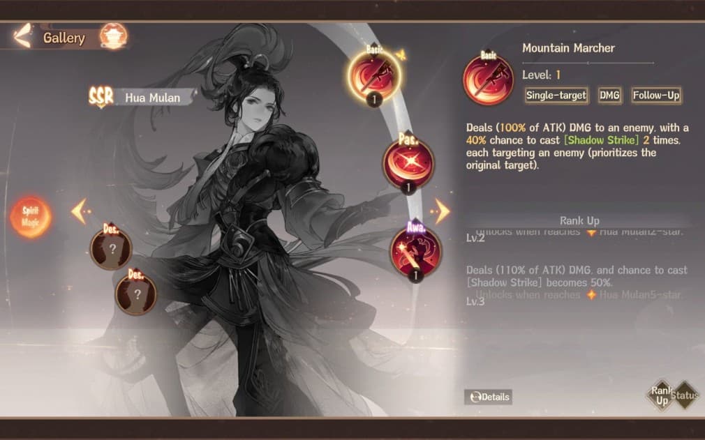 hua mulan the famour warrior with black armour and long hair