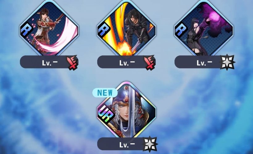 An image of various ability icons featuring dynamic pictures in miniature, one showing a determined warrior is marked 'UR'