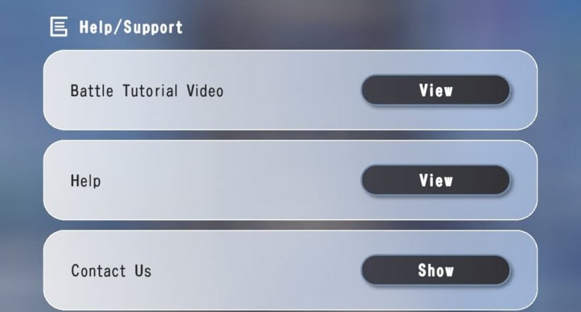 An image of a settings menu, featuring one which mentions a battle tutorial video to rewatch.