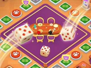 a game board with characters sitting on the centre of the table