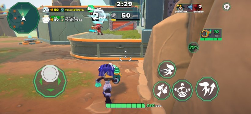 A mid-match shot of bolt rush with the player currently in second place