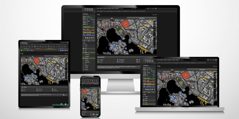 Torn's map shown on various devices