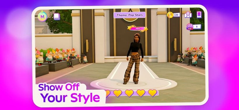 An image of a generic Sim stood at the end of a runway with stars beneath them like the Roblox experience 'dress to impress'