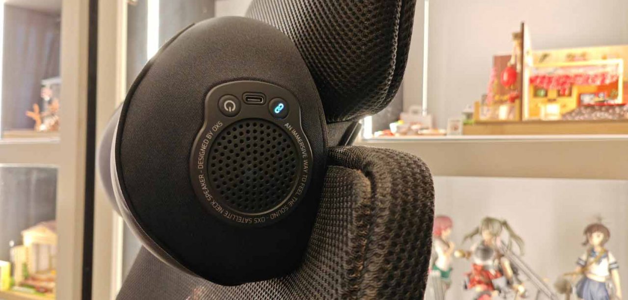 neck speaker attached to a headrest