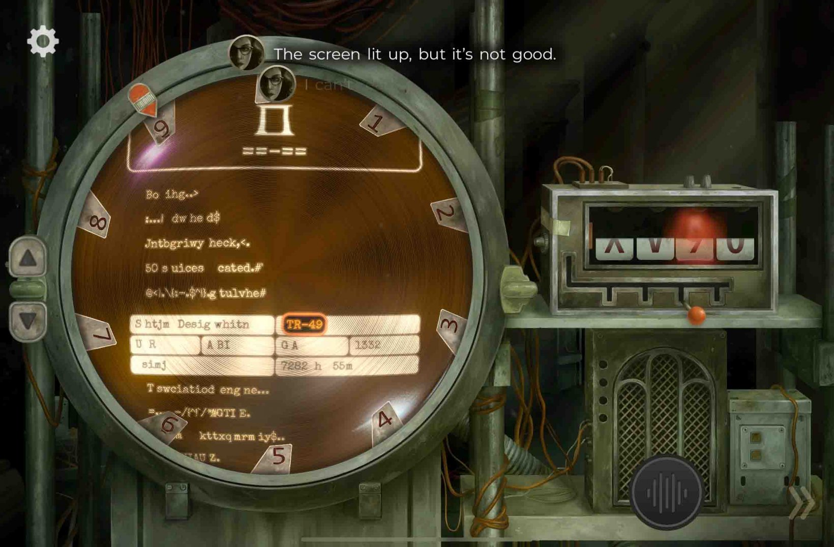 abbi talking to her handler while looking at codes