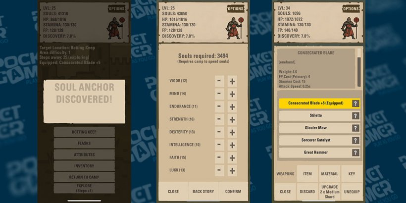 menu of stats and skills