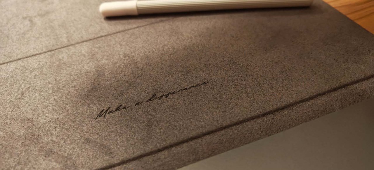 the etched make a difference tagline on the boox cover