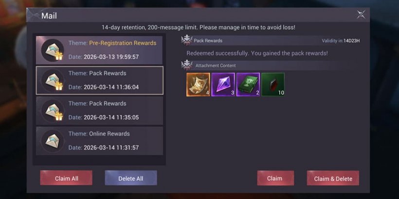 mail box with pack rewards email open