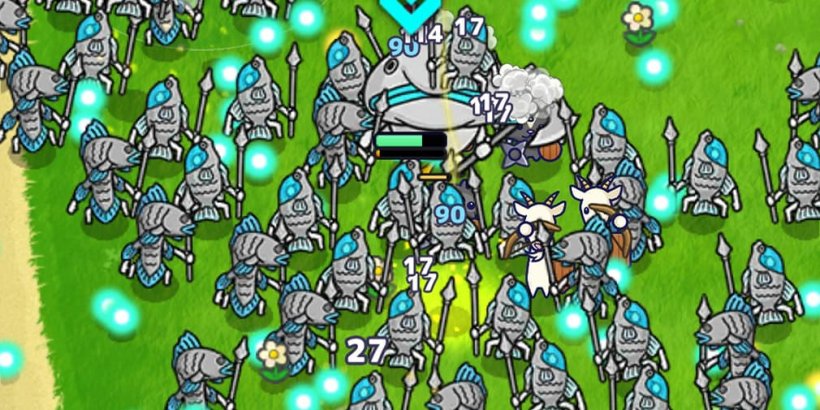 Cat and friends being swarmed by fish enemies