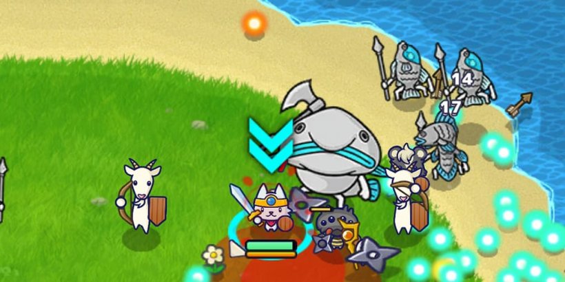 Cat leader and team battling blob fish