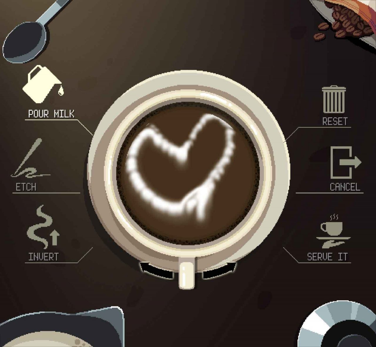 an interface where you draw latter art on a cup using the touchscreen