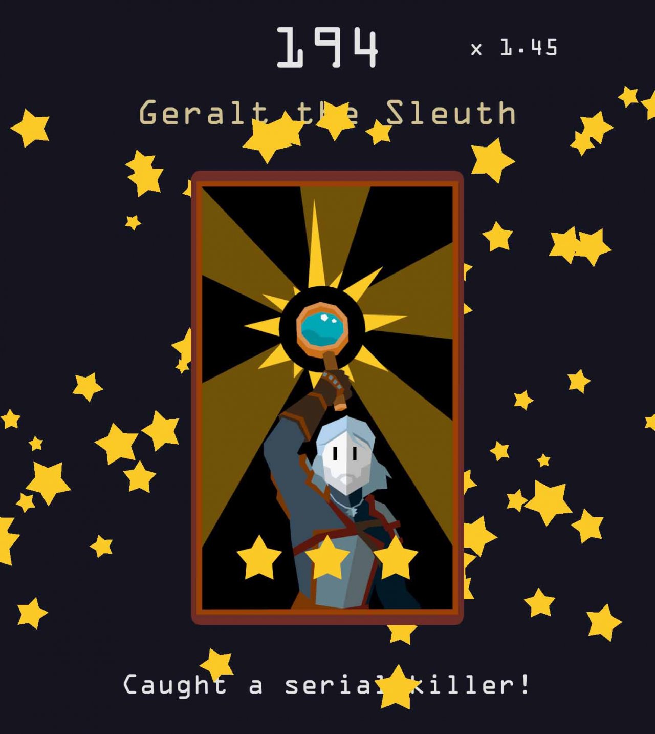 geralt hodling a magnifying glass with stars all around