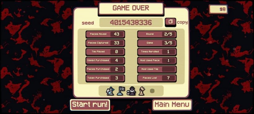 A screen showing the results at the end of a game of Gambonanza including the scores so far.