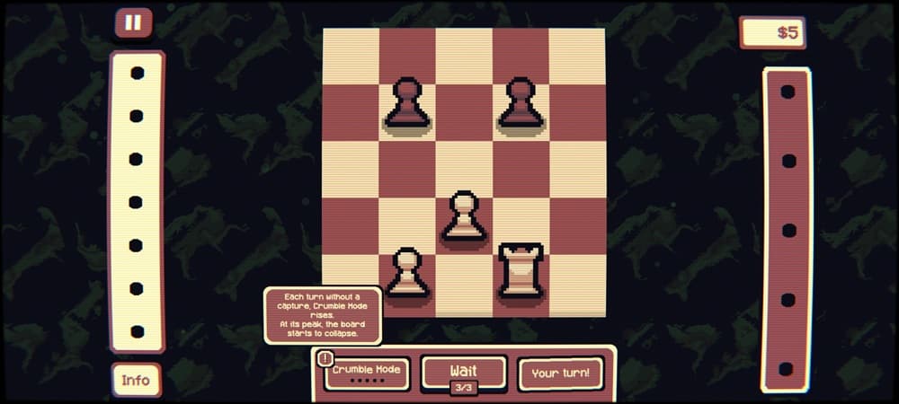 An image of a starting game featuring a basic layout of two pawns and a rook versus two pawns.