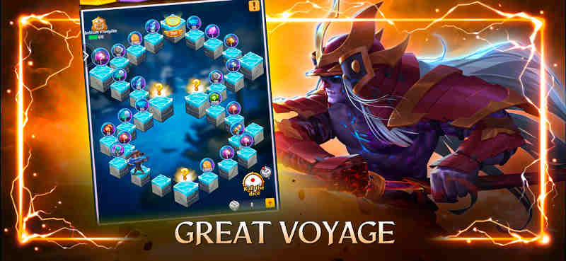 A fantasy hero beside a hexâtile adventure board with diceâroll gameplay