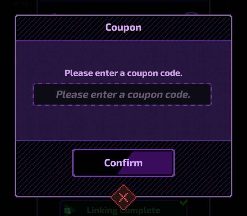 Overgeared Hero's code redemption screen