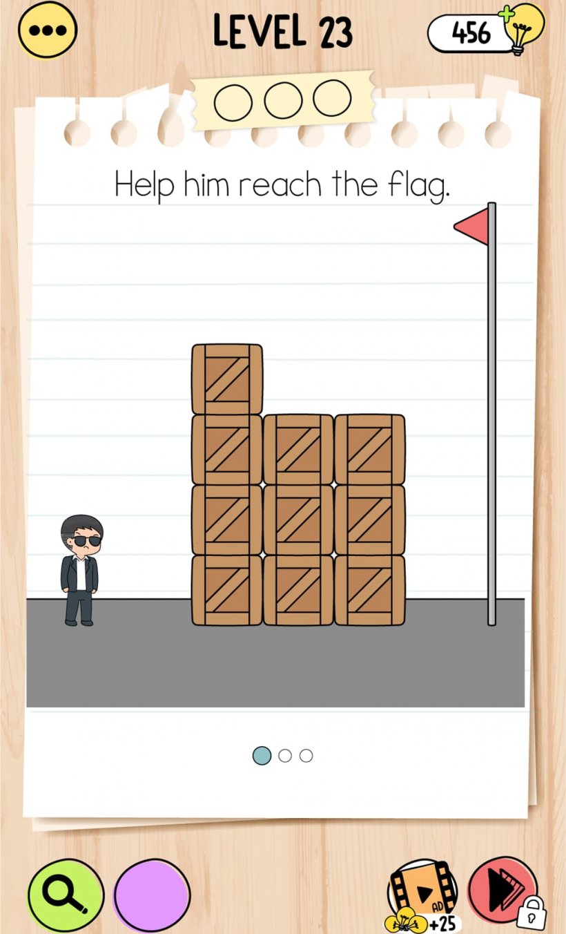A picture of a man in front of a pile of boxes with a red flag on the other side.