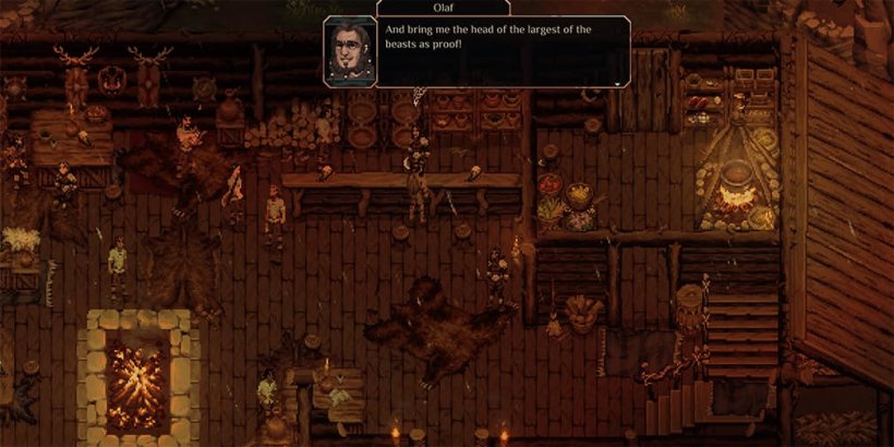 Player character talking to the bartender at the Headless Ripper Inn