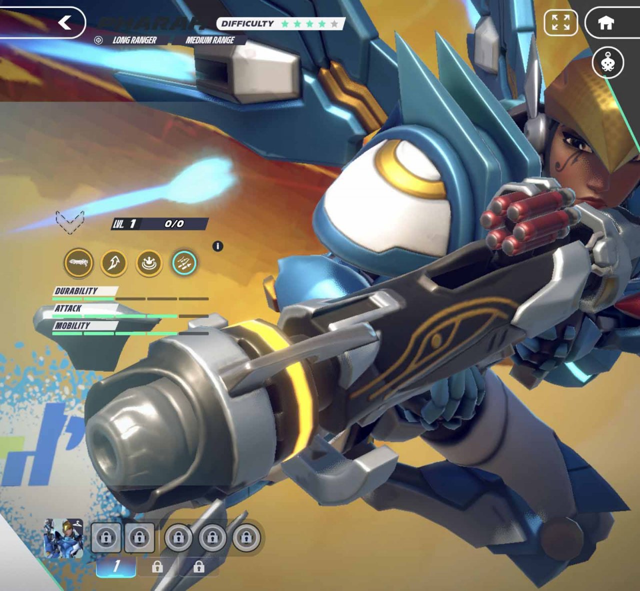 a hero aiming with a big gun and clad in green armour