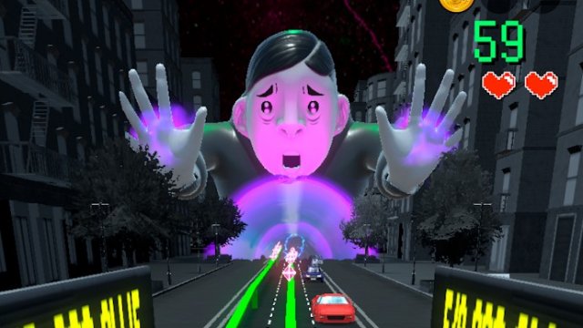 cars entering a tunnel in the shape of a haunted man