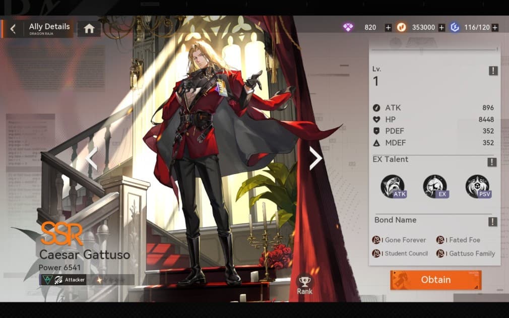 caesar the long haired blond fighter with black and red uniform