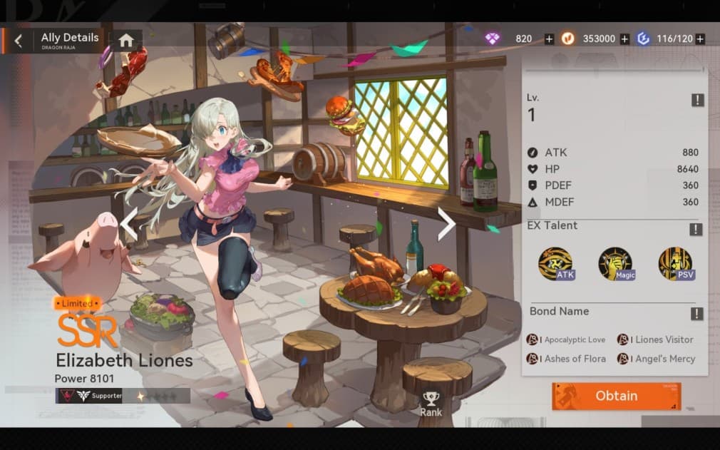elizabeth from seven deadly sins girl with white hair accompanied by hawk the pig