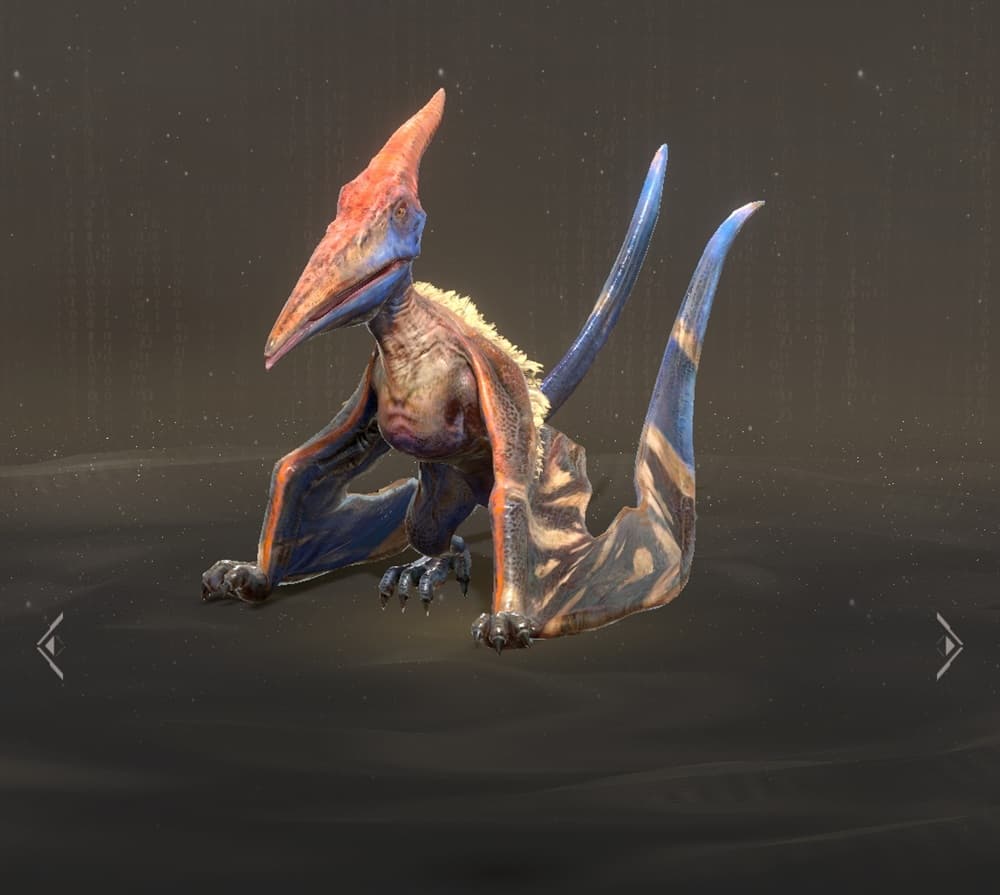 An image of a blue and orange-coloured peteranadon.