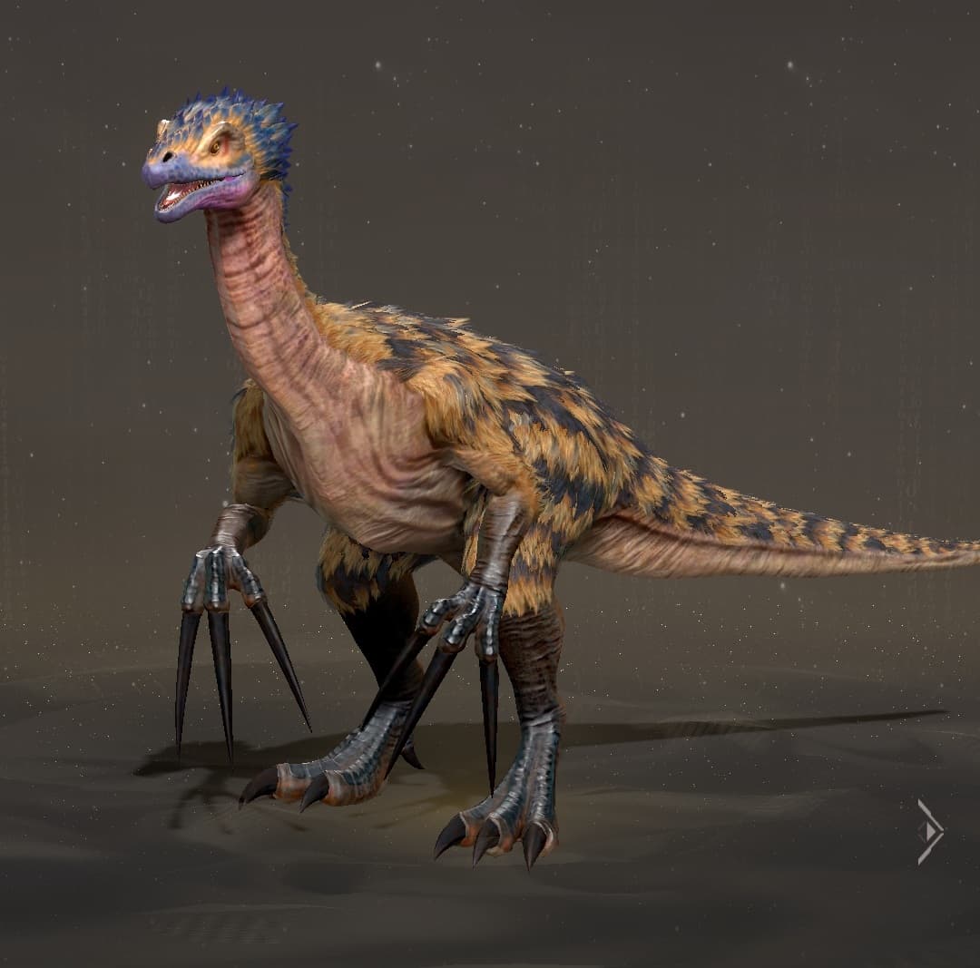 An image of a long-nailed raptor-like dinosaur.
