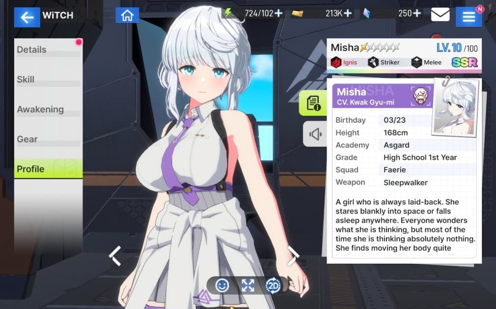 misha girl with short white hair and a white angelic dress