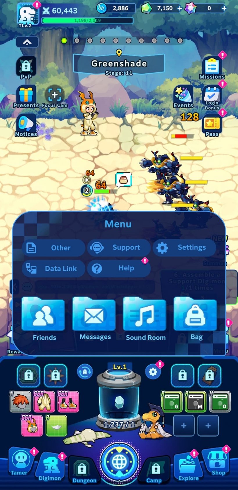 An image of retro-style gameplay with a large, futuristic UI, an entry reads 'data link'