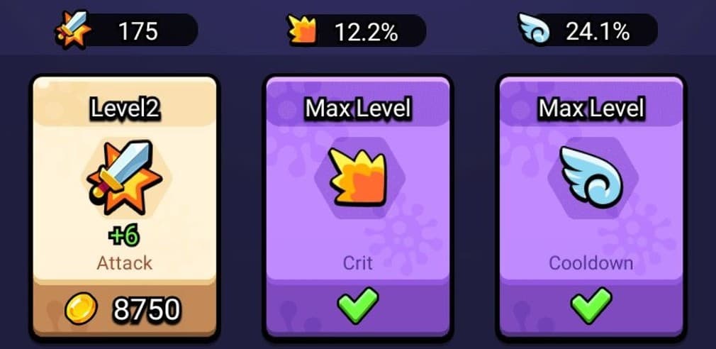 attack skill levelled up in cell survivor