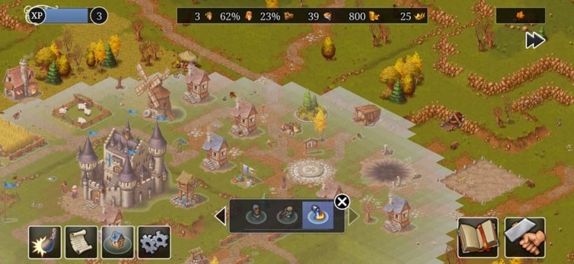 An image of a UI overlay in Townsmen showing a faint outline around a central tower.
