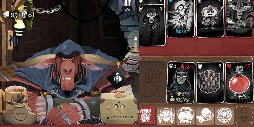 Side by side images of Monster opponent and cards in play