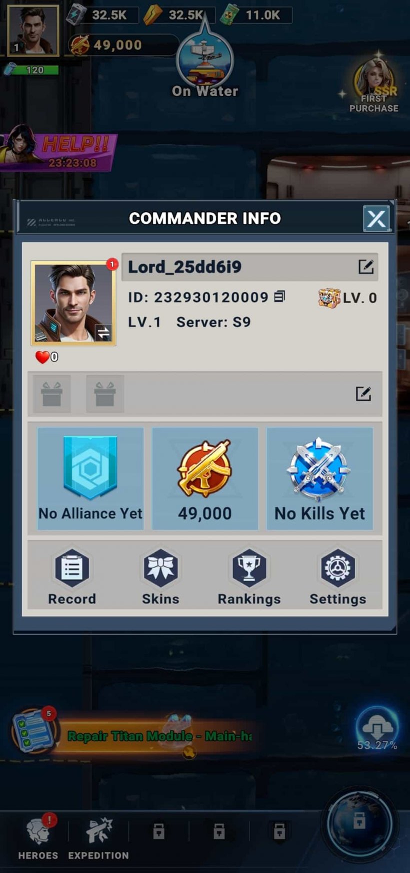 A picture of a game menu showing a conventionally attractive brunette man as the commander icon. In the menu is shown an option for 'settings'