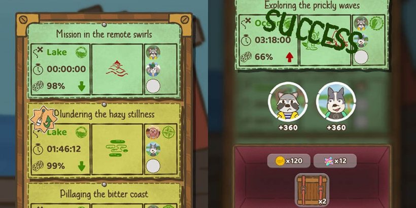 side by side images of mission board and successful mission report