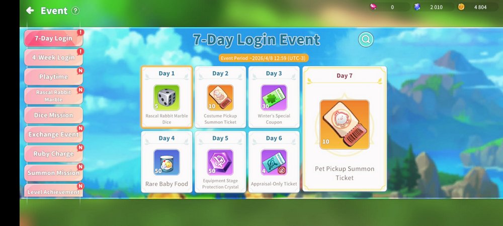 7-day login rewards