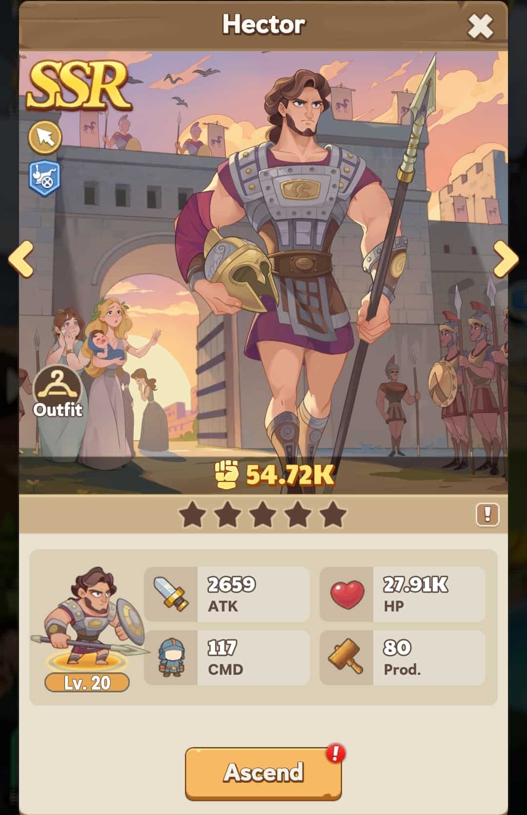 An image of Hector, the Greek Hero, walking with determination out of the gates of Troy.