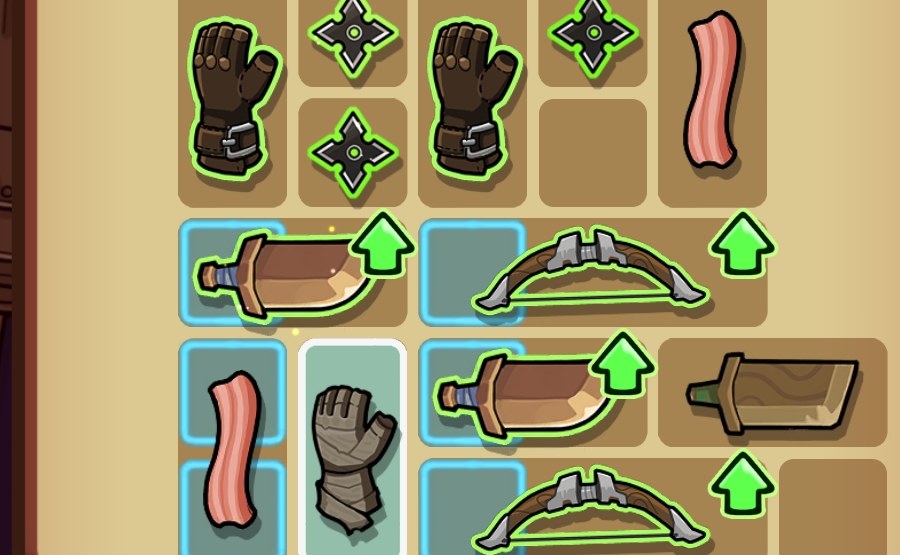 An inventory full of weapons