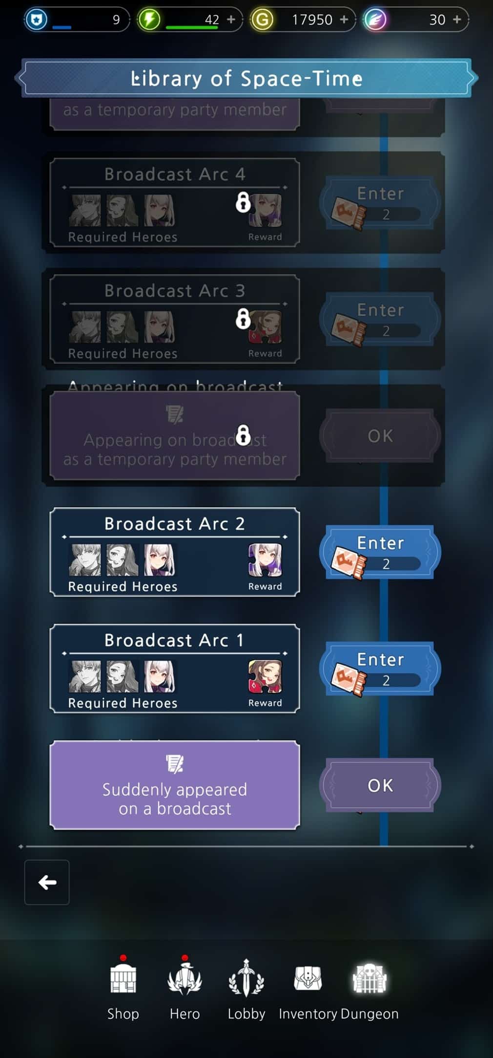 An image of various available missions to complete, consisting of small sections.