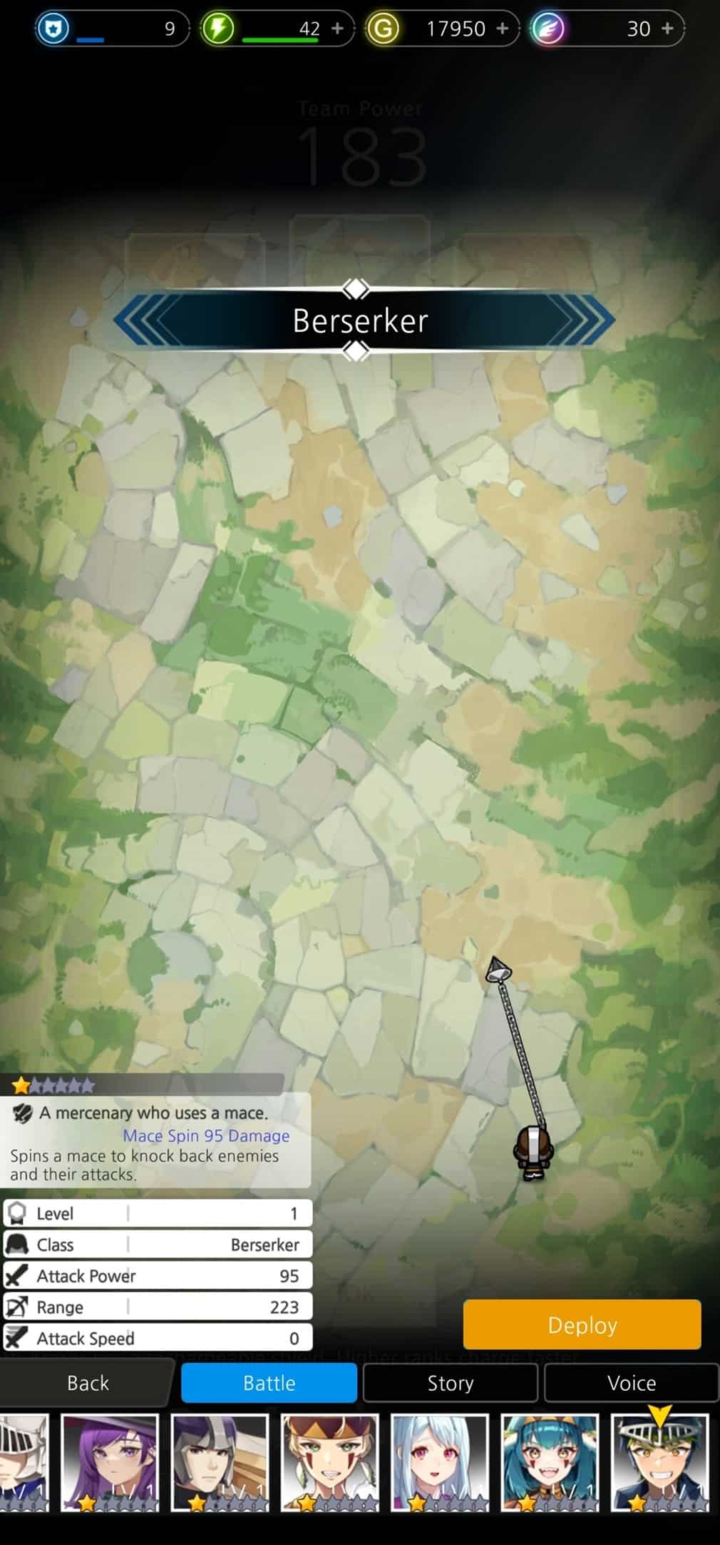 An image of a top-down perspective showing a character swinging a ball and chain in a wide arc.