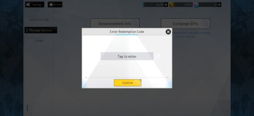 Battlezone Saga: Gacha Diva's code redemption screen