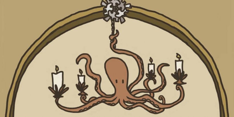 Octopus lounging on a chandelier