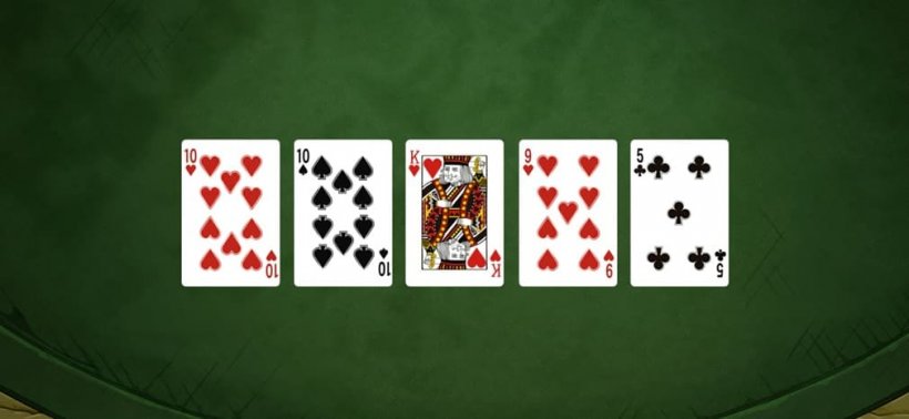 An image of a poker hand being shown with one pair.
