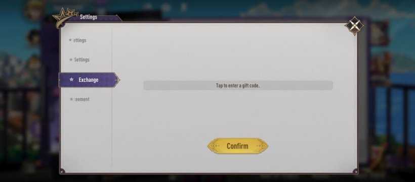 An image of a code entry field, featuring a JJBA theme on the UI, there is a button to type for 'ok'