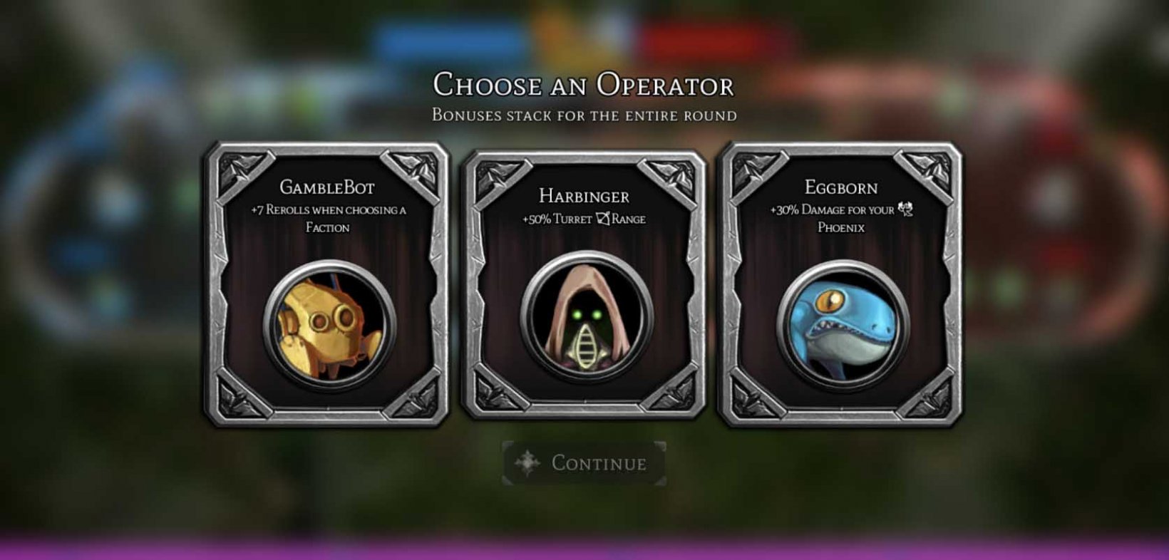 three random boons with stats and skill upgrades