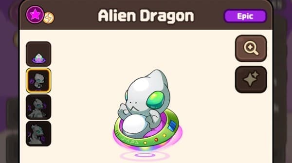 cute little baby alien dragon floating on a ufo